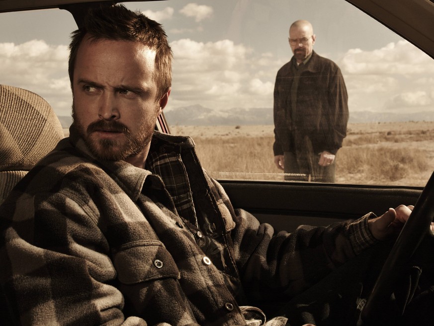 Jesse Pinkman (Aaron Paul) and Walter White (Bryan Cranston) - Breaking Bad _ Season 5B _ Gallery - Photo Credit: Frank Ockenfels 3/AMC Los Angeles CA USA PUBLICATIONxINxGERxSUIxAUTxONLY Copyright: xJ ...