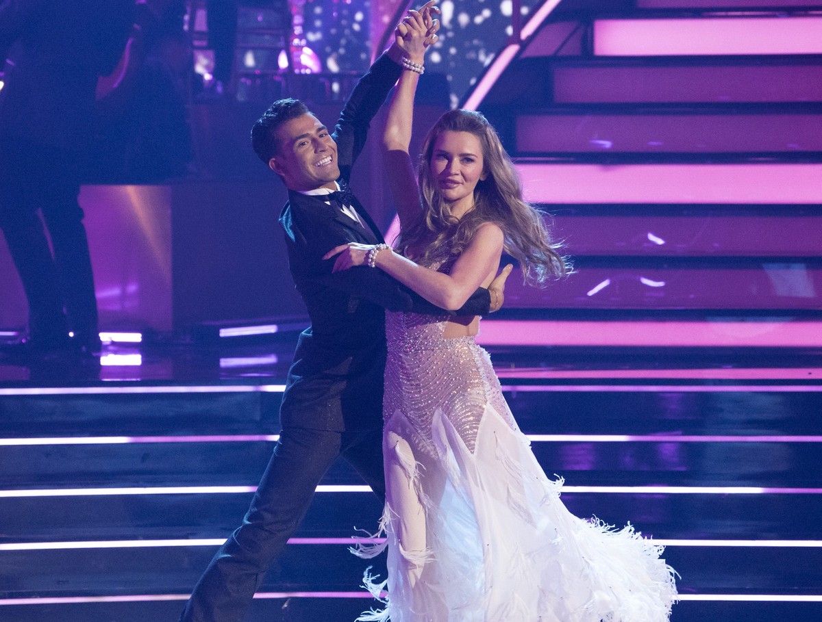This image released by Disney shows Anna Delvey, right, and her dancing partner Ezra Sosa on the celebrity dance competition series &quot;Dancing with the Stars,&quot; in Los Angeles on Tuesday, Sept. ...