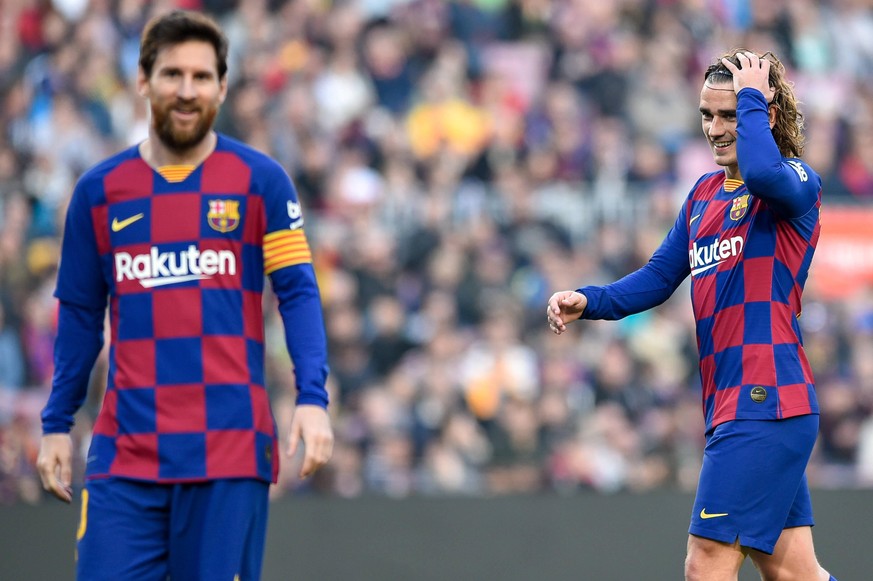 Antione Griezmann and Leo Messi of FC Barcelona, Barca during the Liga match between FC Barcelona and SD Eibar at Camp Nou on February 22, 2020 in Barcelona, Spain. DAX/ESPA-Images FC Barcelona v SD E ...
