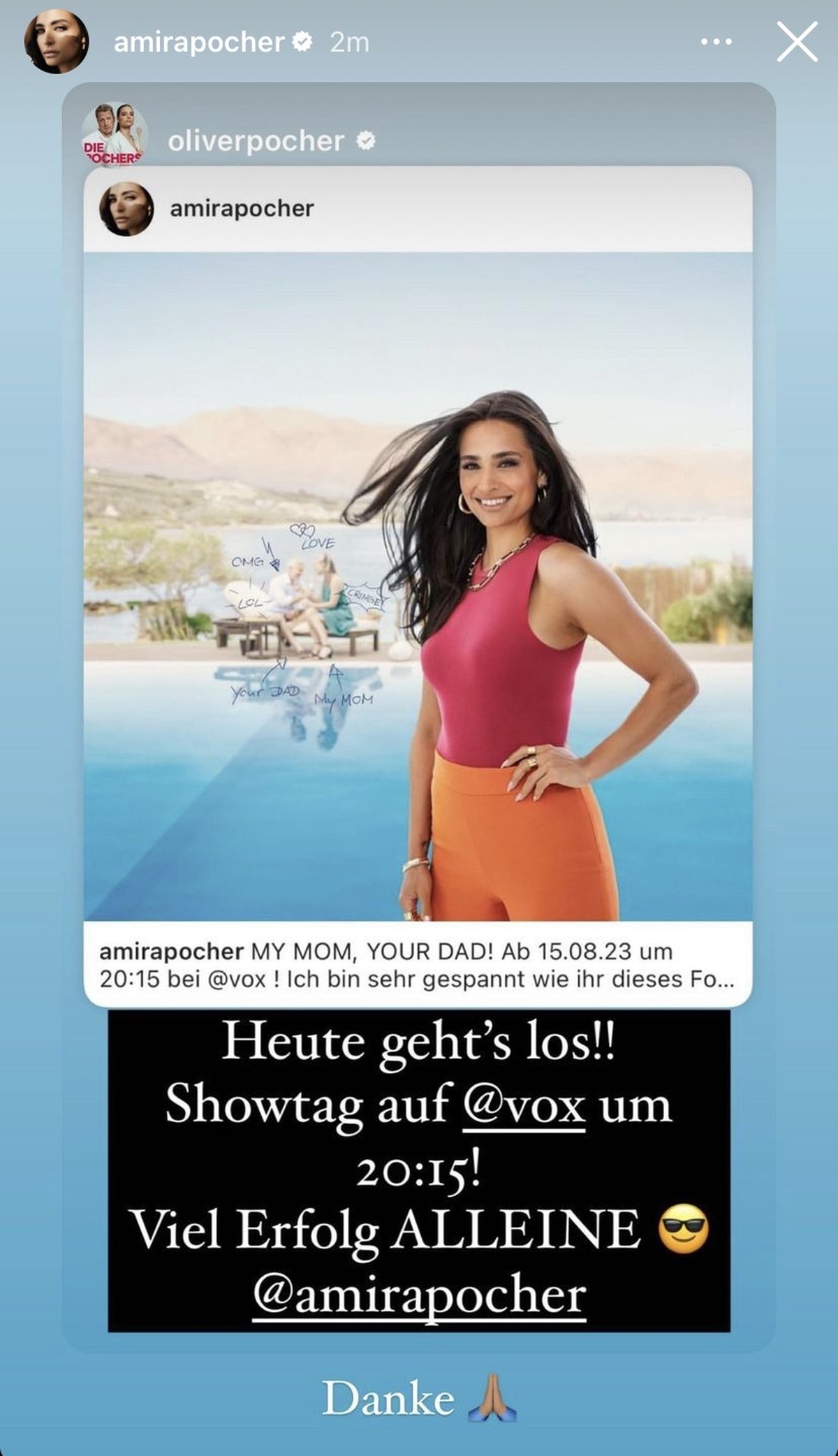 Amira Pocher bedankt sich für Olivers Post.