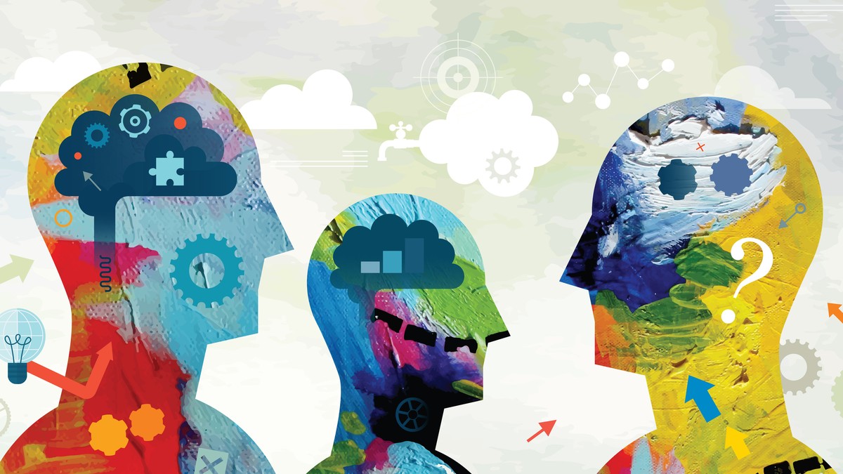 Vector illustration depicting power of mind. The illustration is made from vectorized elements took from two different acrylic paintings and some other vector elements.