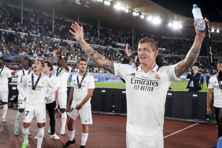 Sport Bilder des Tages Toni Kroos 8, Real Madrid during the UEFA Super Cup final between Real Madrid and Eintracht Frankfurt at the Helsinki Olympic Stadium on 11. August 2022 in Helsinki, Finland. Ka ...