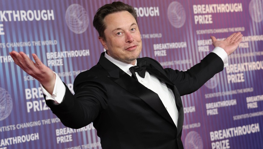 LOS ANGELES, CA - APRIL 13: Elon Musk at the 10th Annual Breakthrough Prize Ceremony at the Academy Museum of Motion Pictures in Los Angeles, California, on April 13, 2024. Credit : Faye Sadou/MediaPu ...