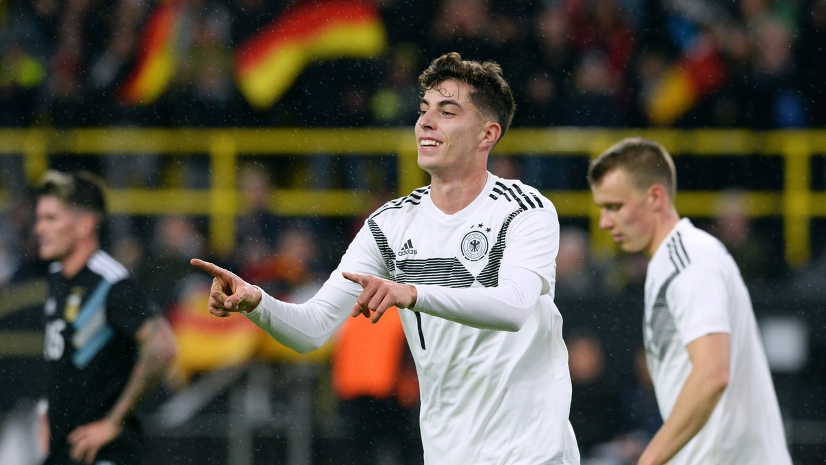 Fussball, Herren, Deutschland, Nationalmannschaft, Freundschaftsspiel Signal Iduna Park Dortmund: Deutschland weiss - Argentinien schwarz Jubel Kai Havertz GER nach seinem Tor zum 2:0. Jubel, Freude,  ...
