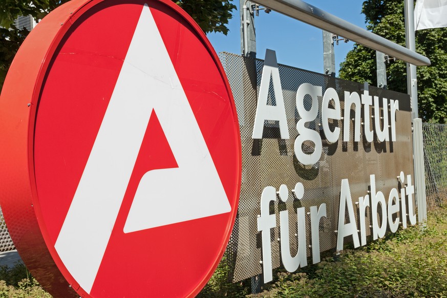 &quot;Weissenburg, Germany - August 12, 2012: Logo of the Federal Employment Agency ( Bundesagentur fuer Arbeit, BA ) in the little town Weissenburg, Germany. The Federal Employment Agency, with headq ...