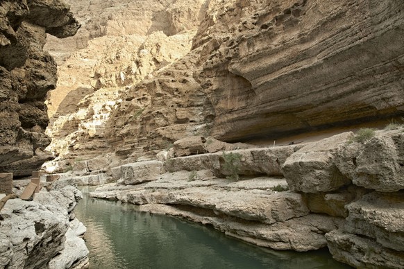 Wadi Shab, eines der bekanntesten und schönsten Wadis (Täler) im arabischen Sultanat Oman.