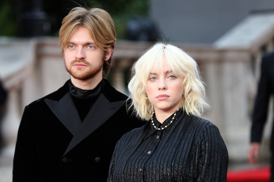 Finneas Baird O Connell and Billie Eilish attend the World Premiere of No Time To Die at the Royal Albert Hall in London, SEPTEMBER 28th 2021 PUBLICATIONxINxGERxSUIxAUTxHUNxONLY MDRx21525