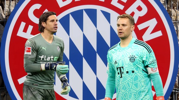 München, Deutschland 20.Januar 2023: Fussball, Herren, Saison 2022/2023, FC Bayern München, Yann Sommer, Manuel Neuer Hier eine Fotomontage, Symbolfoto mit Yann Sommer li. und Manuel Neuer re. vom FC  ...