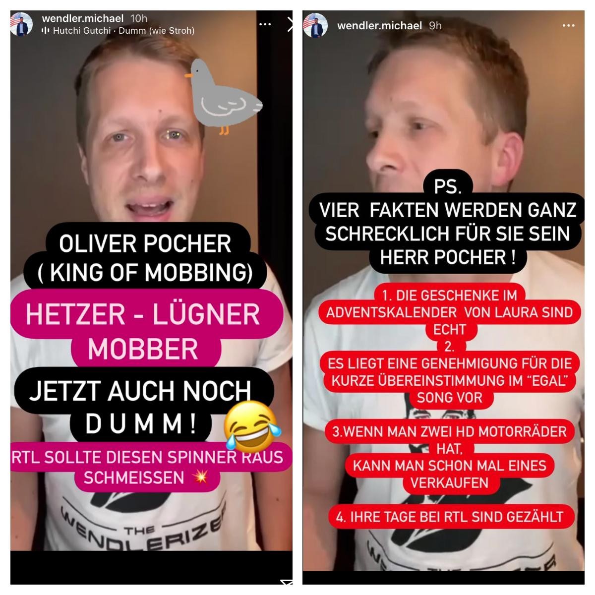 Michael Wendler wehrt sich auf Instagram gegen Pochers Vorwürfe.