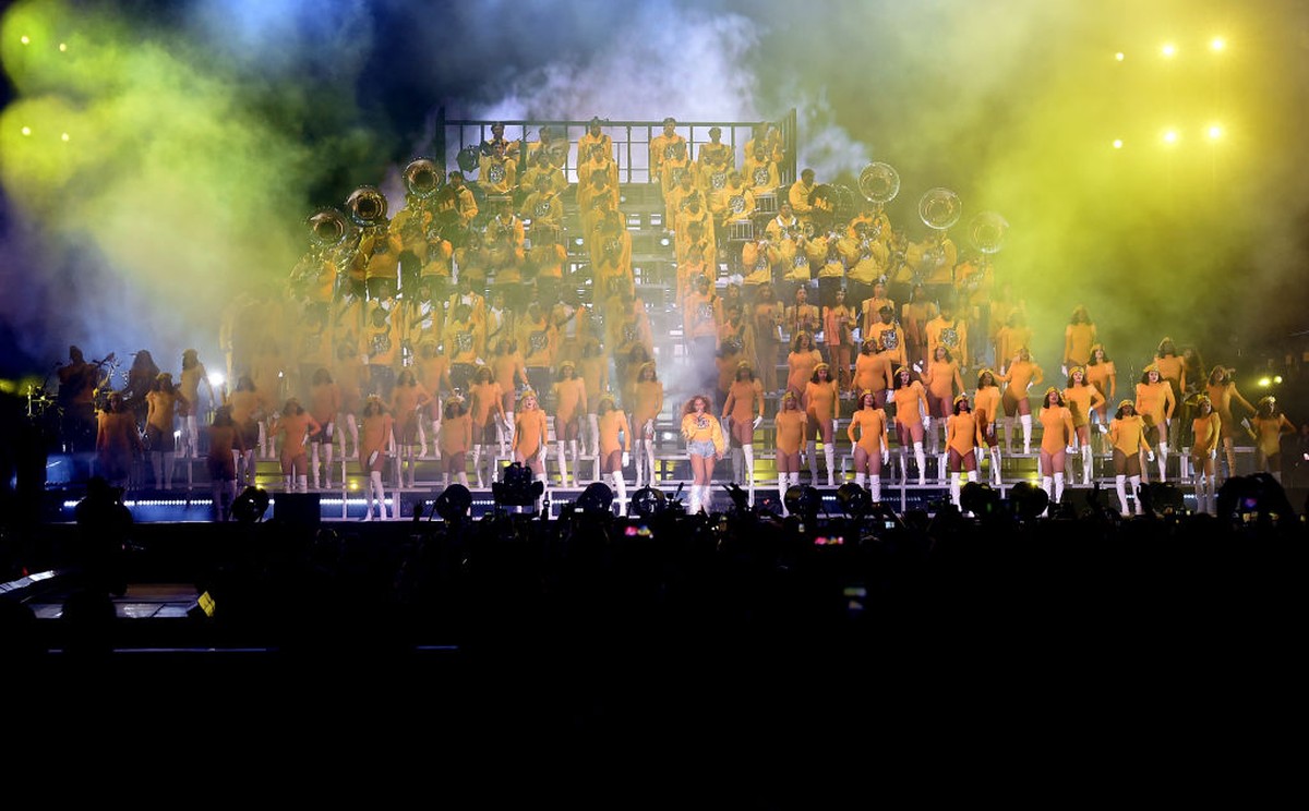 INDIO, CA - APRIL 14: Beyonce Knowles performs onstage during 2018 Coachella Valley Music And Arts Festival Weekend 1 at the Empire Polo Field on April 14, 2018 in Indio, California. (Photo by Kevin W ...