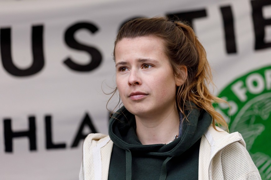 Klimaprotest - Demo fuer früheren Kohleausstieg in der Lausitz DEU/Deutschland/Sachsen/Schleife, 07.05.2023, Luisa Neubauer, Klimademo in Schleife in der sächsischen Lausitz, Luisa Neubauer Fridays fo ...