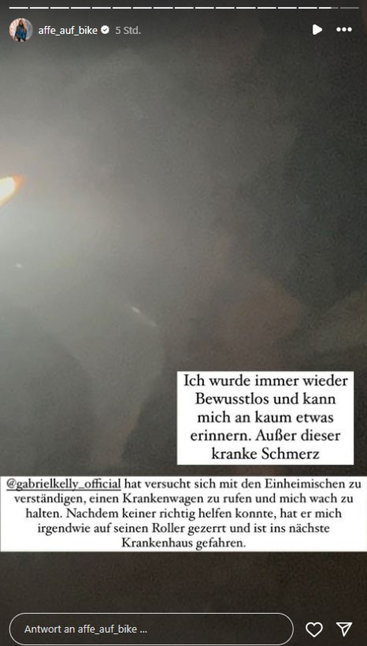 Ann-Kathrin Bendixen berichtet ihrer Community von einem Zwischenfall.