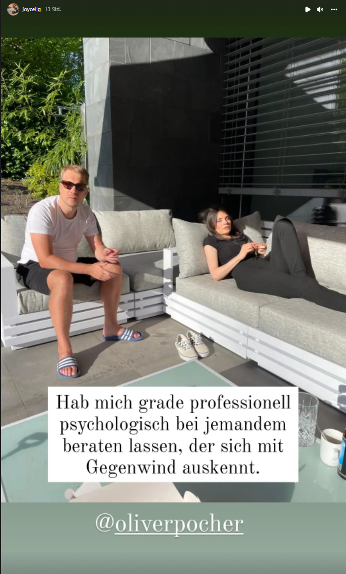 Joyce Ilg postet dieses Bild mit Oliver Pocher in ihrer Insta-Story.