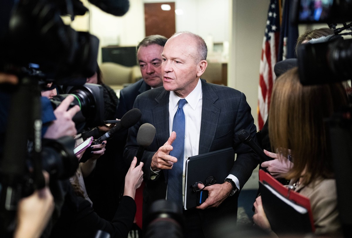 Dave Calhoun CEO of Boeing UNITED STATES - JANUARY 24: Dave Calhoun, CEO of Boeing, leaves a meeting with Sen. Mark Warner, D-Va., in Hart Building, on Wednesday, January 24, 2024. Calhoun was meeting ...