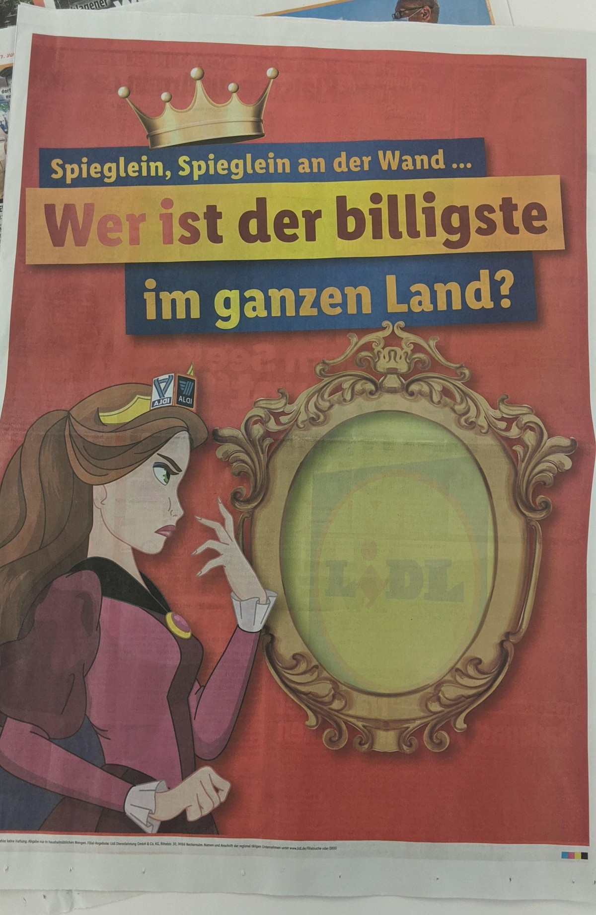 "Wer ist der billigste im ganzen Land?", fragt sich die Comic-Königin in der Lidl-Anzeige.