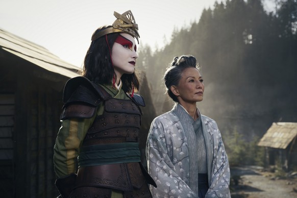 This image released by Netflix shows Maria Zhang, left, and Tamlyn Tomita in a scene from the series &quot;Avatar: The Last Airbender.&quot; (Robert Falconer/Netflix via AP)