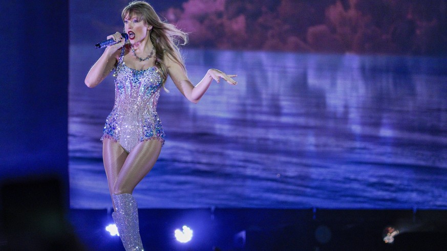 April 13, 2023, Tampa, Florida, USA: Taylor Swift performs ÃâoeCruel SummerÃâÂ during the first of her three sold-out Tampa shows on the Eras tour, at Raymond James Stadium, Thursday, April 13, 2023 i ...