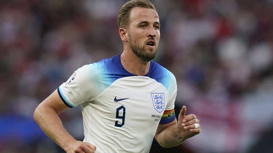 Manchester, England, 19th June 2023. Harry Kane of England during the UEFA European Championship, EM, Europameisterschaft Qualifying match at Old Trafford, Manchester. Picture credit should read: Andr ...