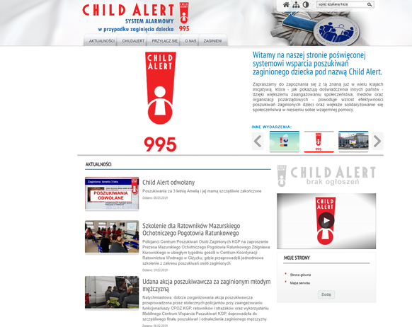 Auf der Homepage ChildAlert.pl können polnische Kinder vermisst gemeldet werden.