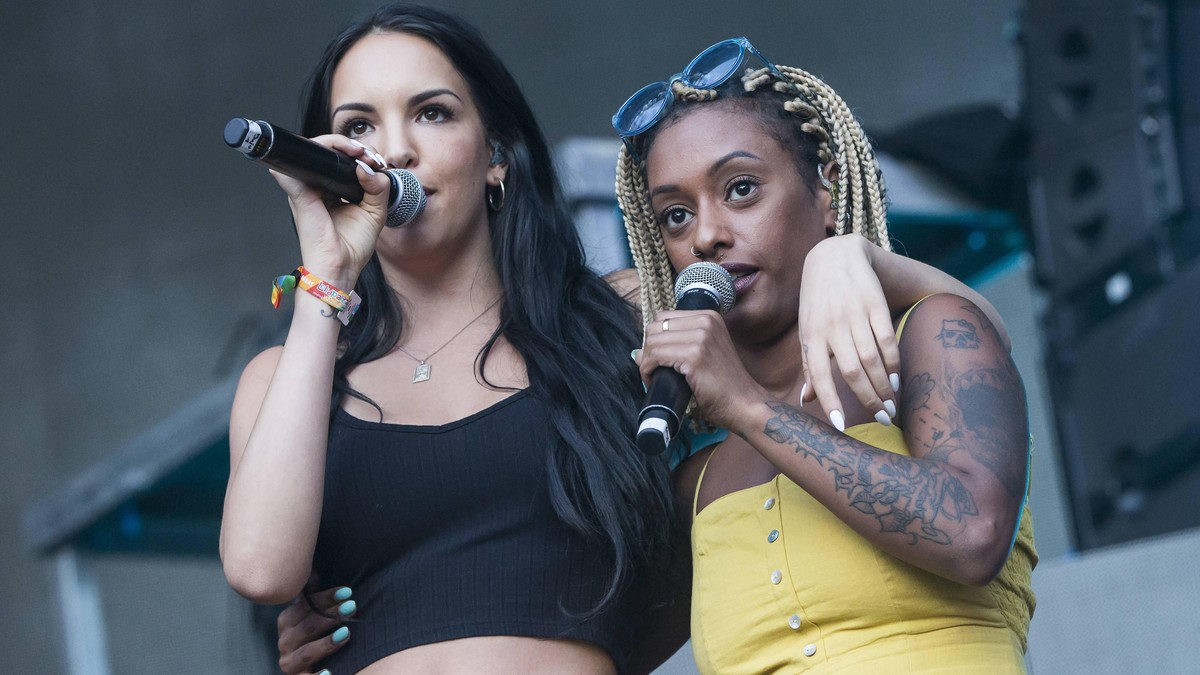 19/ SXTN, Rapperinnen Juju (Judith Wessendorf) Nura (Nura Habib Omer) beim Lollapalooza Festival im und am Olympiastadion am 09. September 2018. Hiphop, Hip-Hop, Rap Berlin Deutschland, Germany *** 19 ...