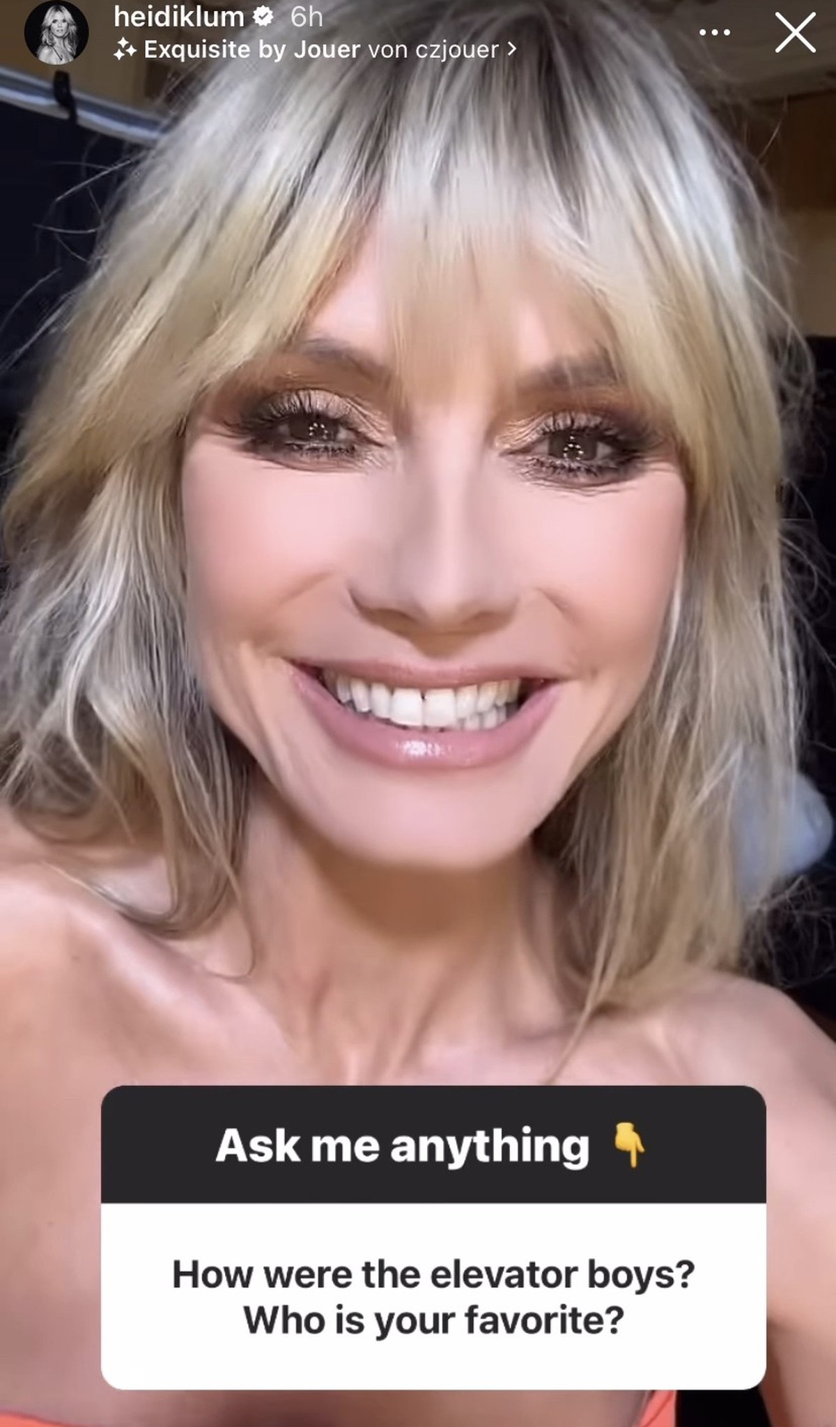 Heidi hatte Spaß bei den Dreharbeiten mit den Elevator Boys.