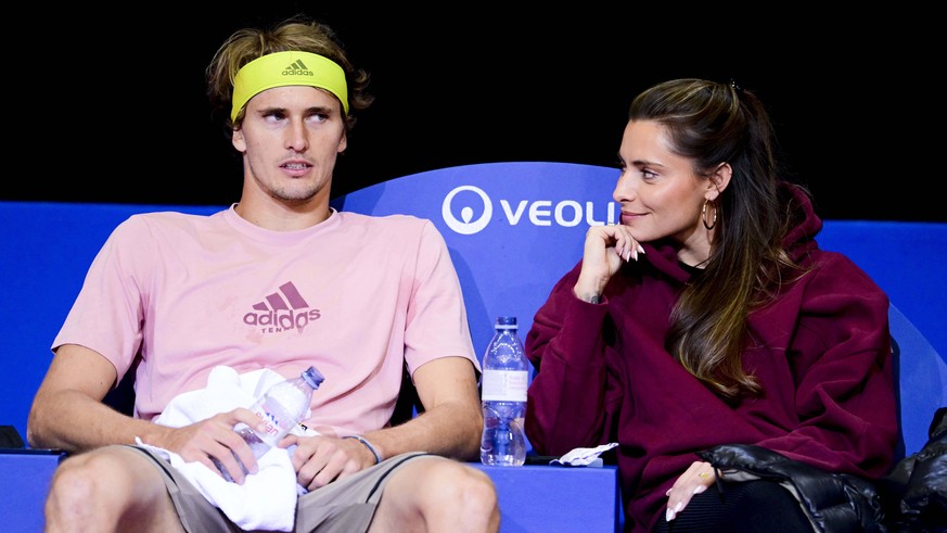 Alexander Zverev Ger et sa compagne le mannequin allemand Sophia Thomalla TENNIS : Open Sud de France 2022 - Montpellier - 30/01/2022 JBAutissier/Panoramic PUBLICATIONxNOTxINxFRAxITAxBEL