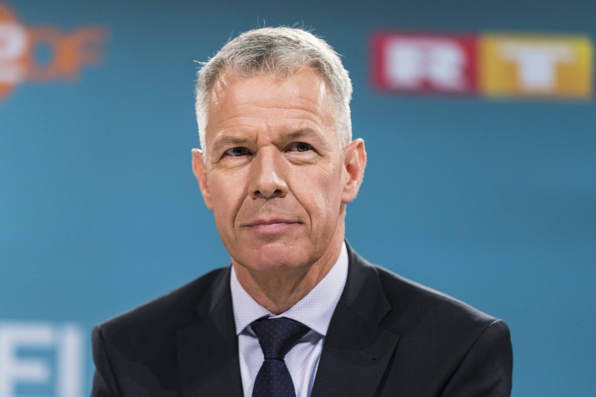 Moderator Peter Kloeppel (RTL) ist fotografiert waehrend einer Pressekonferenz ueber das TV-Duell in Adlershof in Berlin am 1. September 2017. Pressekonferenz TV-Duell 2017
presenter Peter Kloeppel ...