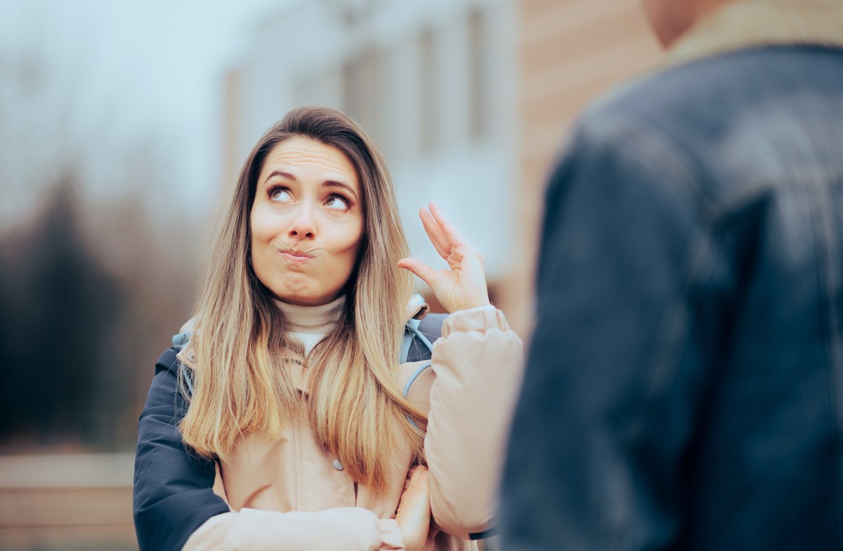 Bored annoyed girlfriend feeling distrustful and patronizing