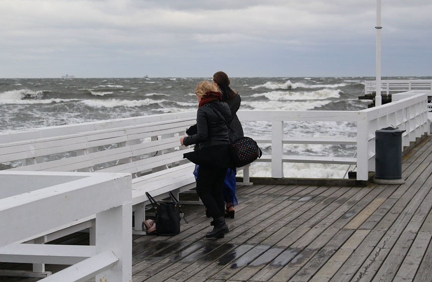 Sopot Pier -longest in Europe wooden pier was damaged by the wind and high waves, in Sopot, Poland, on October 5, 2016. High wind hits northern Poland at the Baltic sea coast. Meteorologists predict t ...
