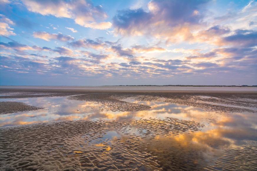 Sunrise on the Wadden Sea in St Peter Ording, Germany