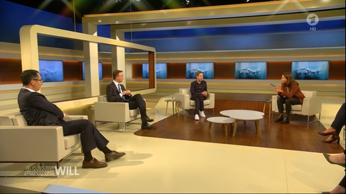 Die Gäste bei "Anne Will" (v.l.n.r.): Cem Özdemir, Paul Ziemiak, Kevin Kühnert, Christiane Hoffmann und Jana Hensel.