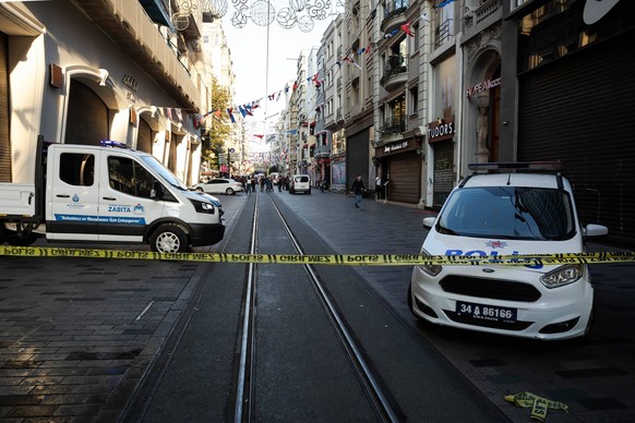 November 13, 2022, Istanbul, Turkey: Security measures were taken after the bomb attack on Istiklal street. There was a bomb explosion on Istiklal street in Istanbul, Turkey. According to the informat ...