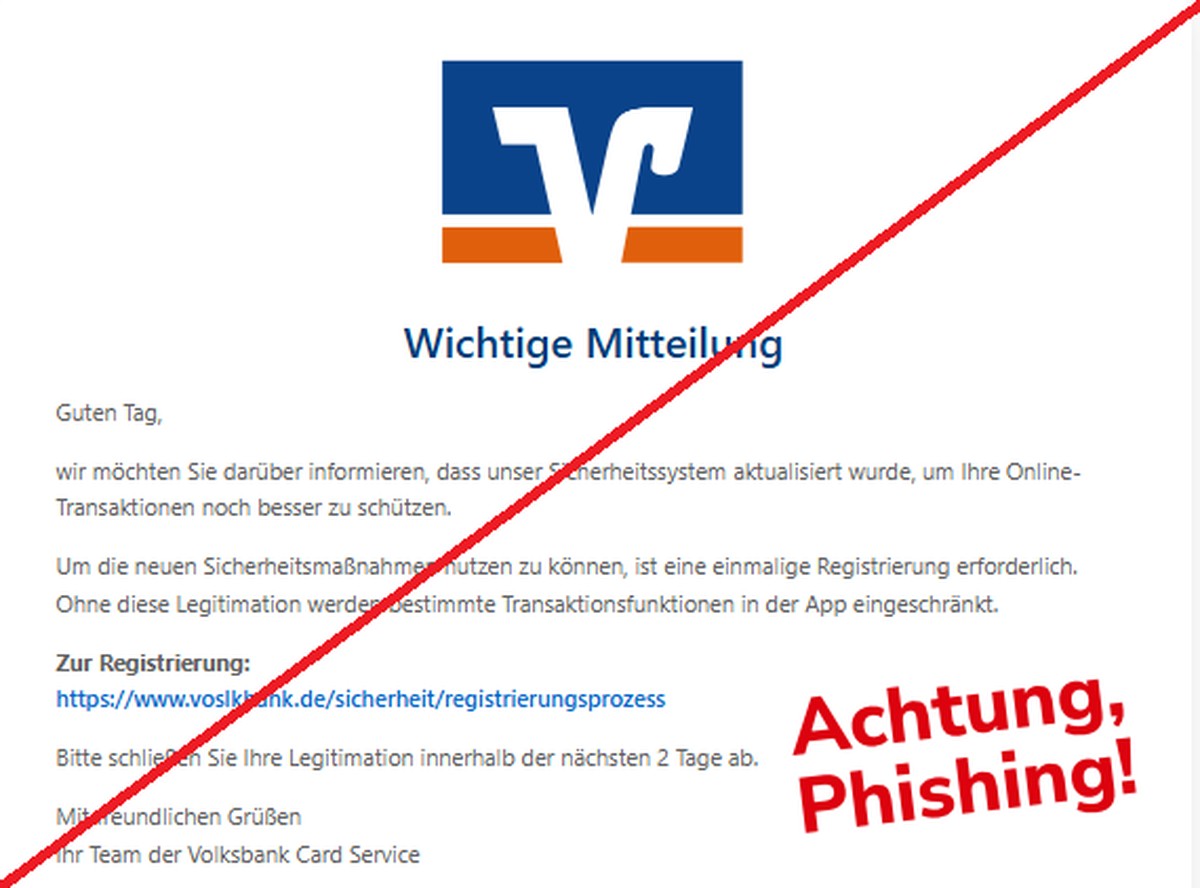 Vor diesem Phishing-Betrug an Volksbanken warnt die Verbraucherzentrale.