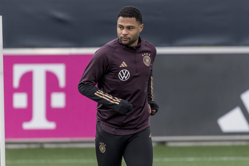 Training Deutsche Fussball Nationalmannschaft, DFB Campus, 14.11.2023 Serge Gnabry Deutsche Fussball Nationalmannschaft, Training Deutsche Fussball Nationalmannschaft, Frankfurt, DFB Campus, 14.11.202 ...