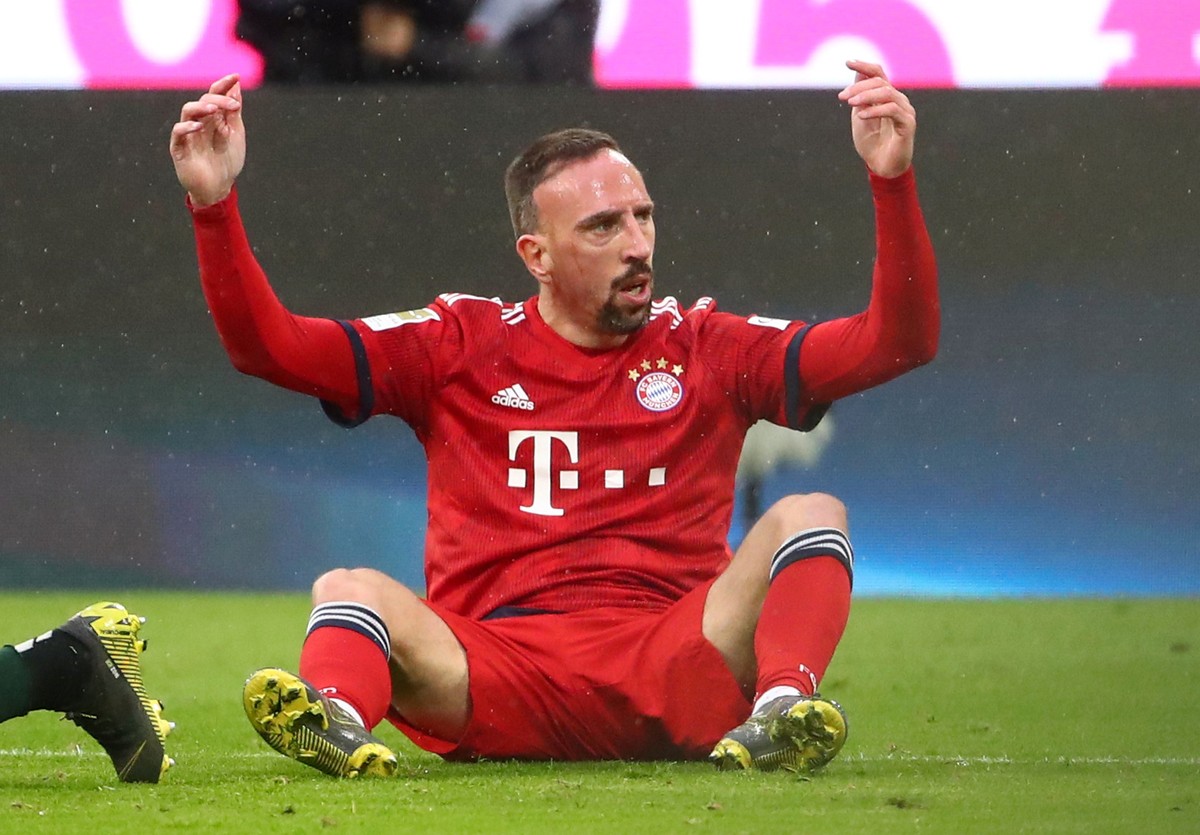 Soccer Football - Bundesliga - Bayern Munich v VfL Wolfsburg - Allianz Arena, Munich, Germany - March 9, 2019 Bayern Munich&#039;s Franck Ribery reacts REUTERS/Michael Dalder DFL regulations prohibit  ...