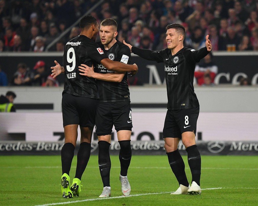 Sebastien Haller (v.l.), Ante Rebic und Luka Jovic bildete die sogenannte &quot;Büffel-Herde&quot; bei Eintracht Frankfurt.