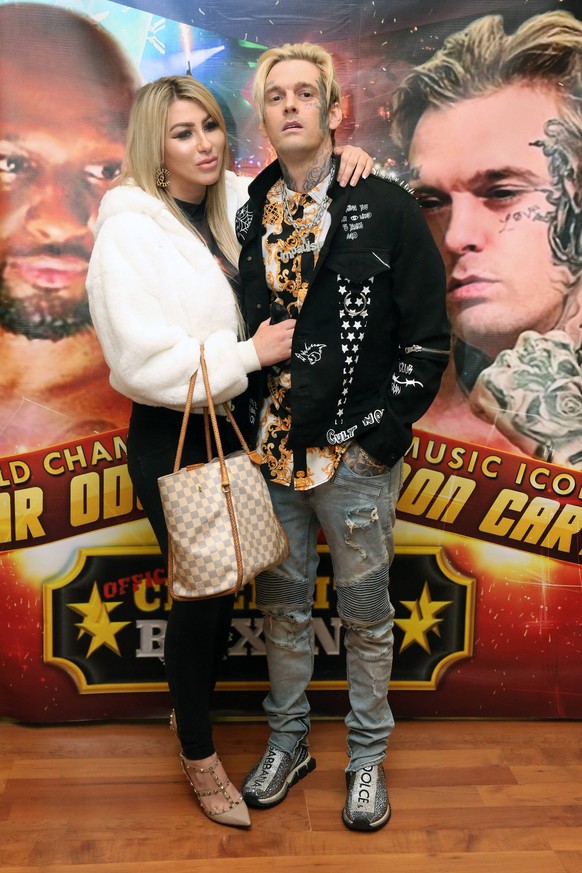 **FILE PHOTO** Aaron Carter Splits From Fiancee Melanie Martin A Week After Son s Birth. PHILADELPHIA, PA - APRIL 10 : Aaron Carter and Melanie Martin at the Celebrity Boxing press conference to promo ...