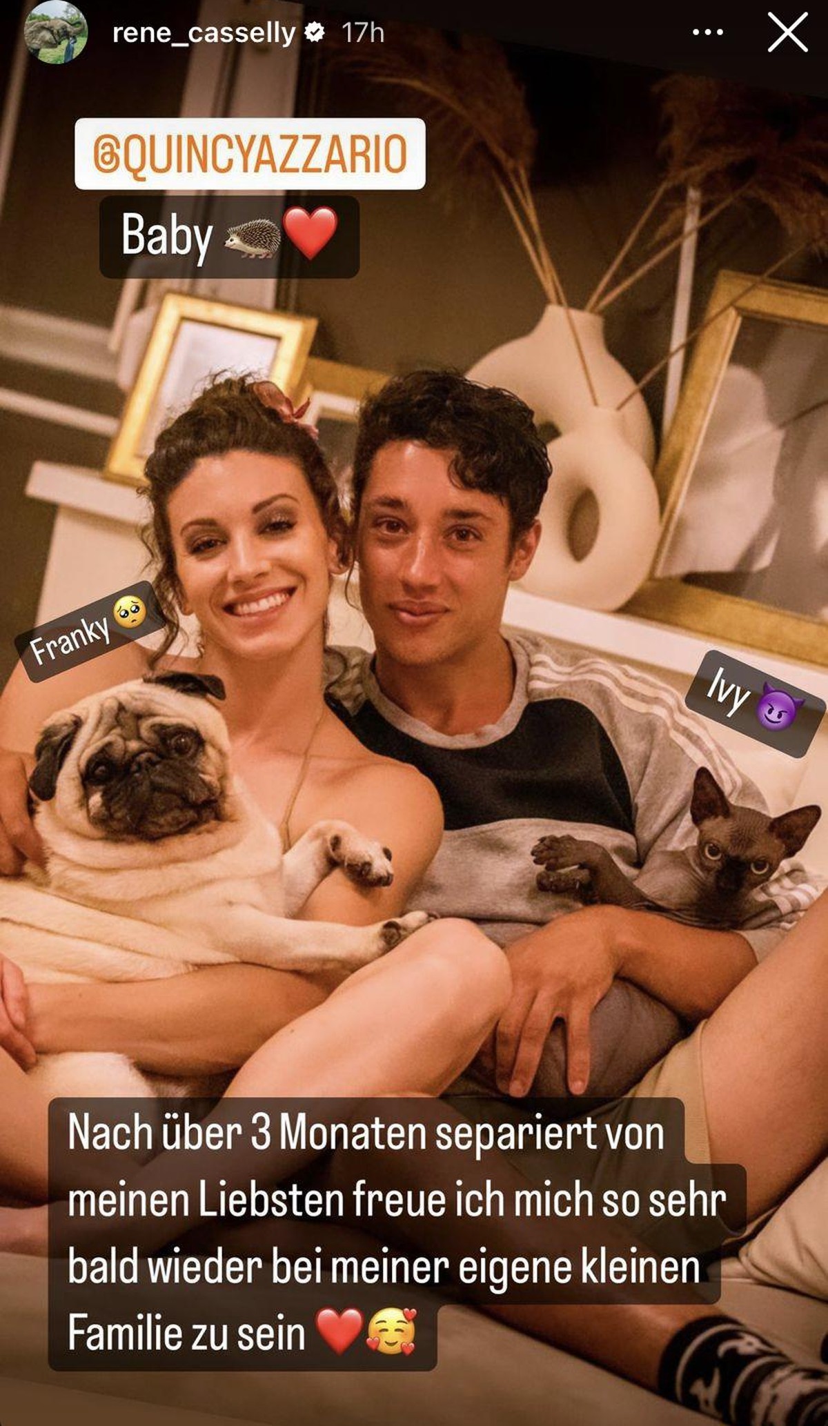 René wird in seiner Instagram-Story besonders emotional.