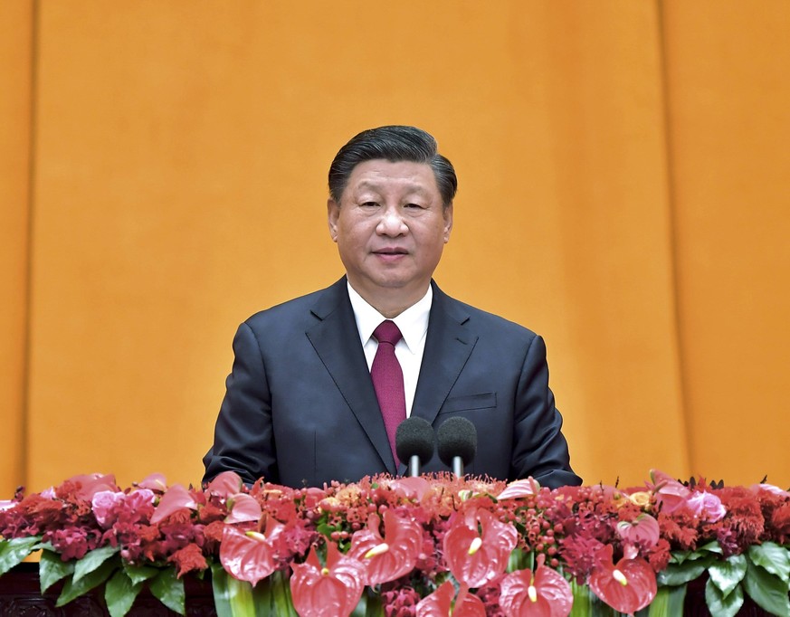 230120 -- BEIJING, Jan. 20, 2023 -- Chinese President Xi Jinping, also general secretary of the Communist Party of China CPC Central Committee and chairman of the Central Military Commission, delivers ...