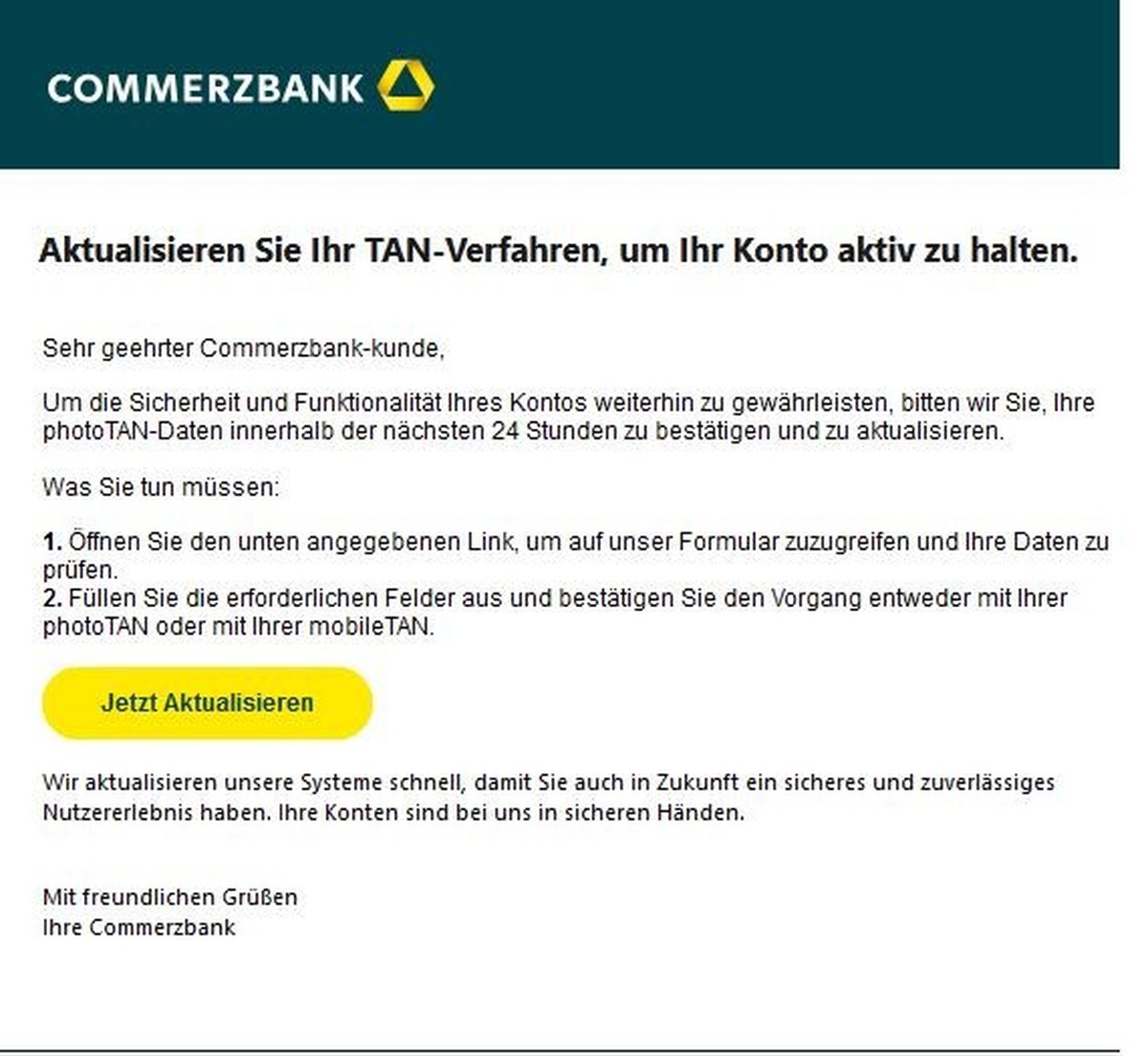 Vor dieser Mail warnt die Verbraucherzentrale.