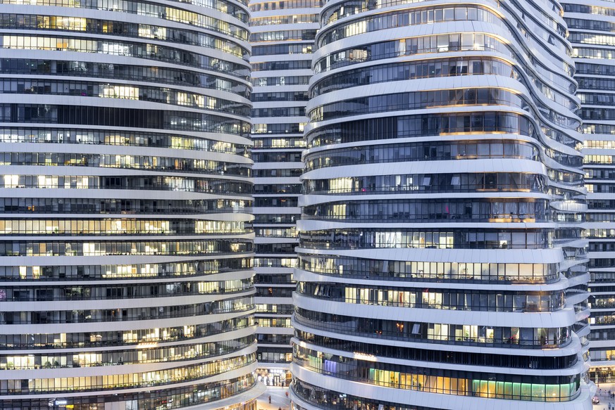 View of office building exterior at Beijing Downtown District.