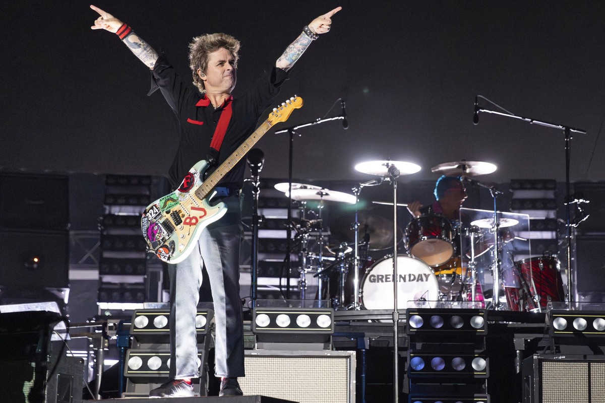 Billie Joe Armstrong of Green Day performs during their Saviors Tour at Oracle Park in San Francisco, Friday, Sept. 20, 2024. (Santiago Mejia/San Francisco Chronicle via AP)