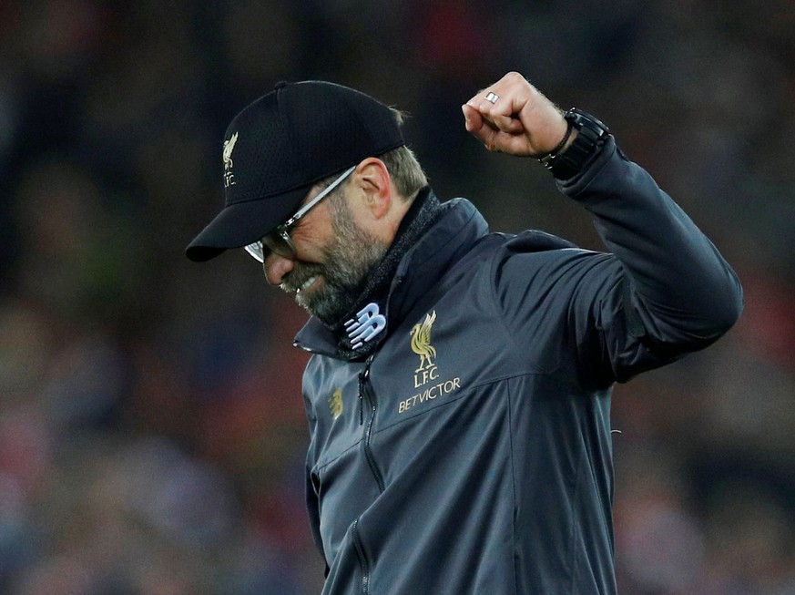 Soccer Football - Premier League - Liverpool v Arsenal - Anfield, Liverpool, Britain - December 29, 2018 Liverpool manager Juergen Klopp celebrates at the end of the match REUTERS/Phil Noble EDITORIAL ...