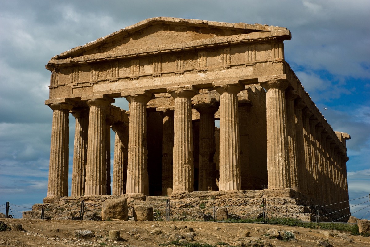 Greek Temple of Concorde - Sicily, WS - the most intact existing Greek temple in the world is in Agrigento, Sicily. DEdicated to Concorde it sits in the Valley of The Temples