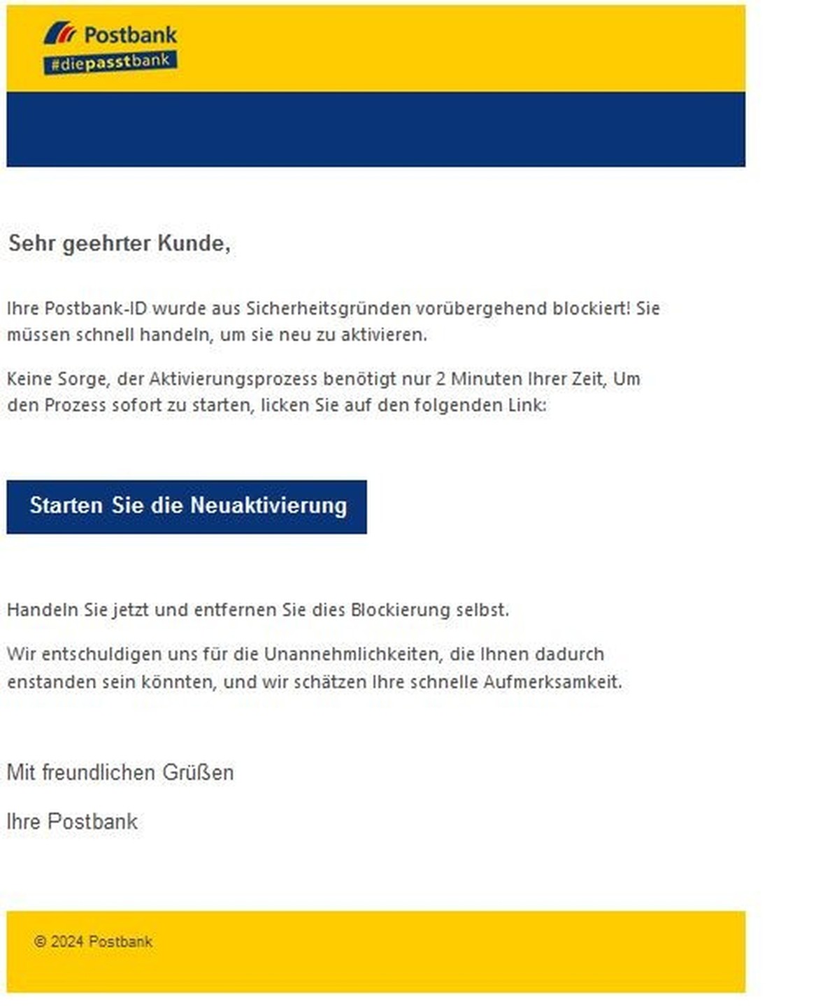 Die Verbraucherzentrale warnt aktuell vor dieser Phishing-Mail.