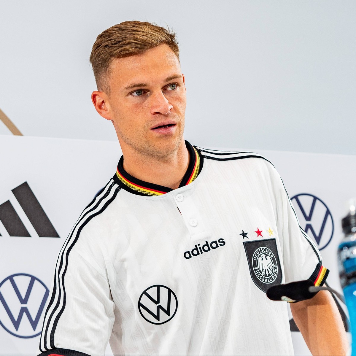 03.09.2024, DFB-Pressekonferenz mit Joshua Kimmich, Deutsche Nationalmannschaft Wichtiger Hinweis: Gemaess den Vorgaben der DFL Deutsche Fussball Liga bzw. des DFB Deutscher Fussball-Bund ist es unter ...