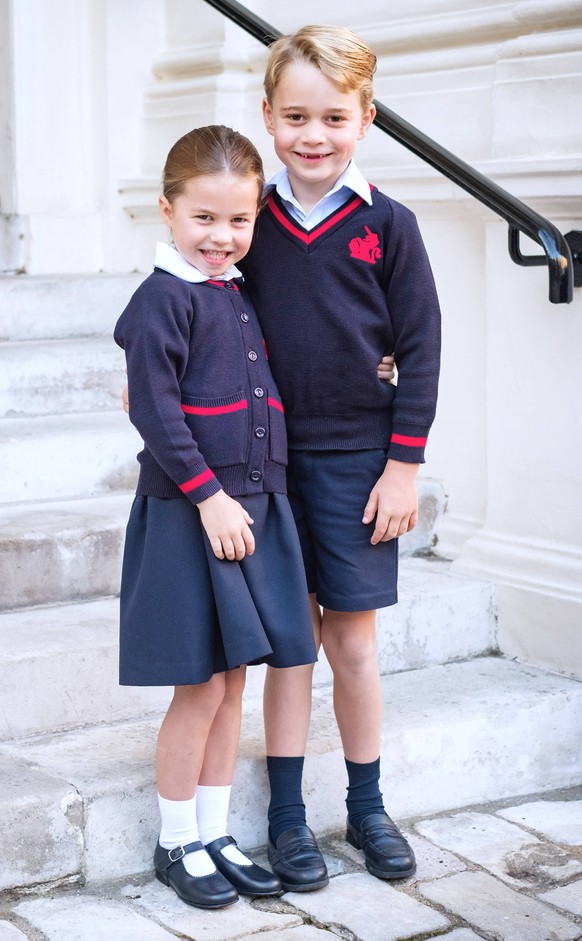 Photo released by Prince William Duke of Cambridge and Kate Duchess of Cambridge Catherine Katherine Middleton of Princess Charlotte and Prince George at Kensington Palace in London shortly before the ...