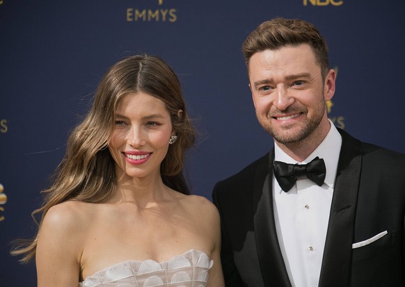 September 17, 2018 - Los Angeles, California, United States of America - Jessica Biel L and Justin Timberlake on the red carpet of the 70th Annual Primetime Emmy Awards held at the Microsoft Theater o ...