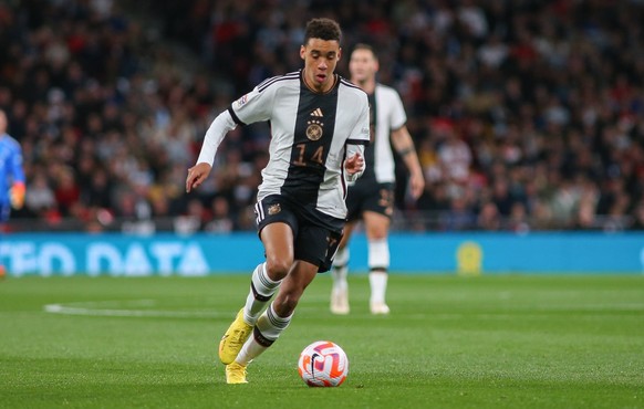 London, England, Monday 26th Sep 2022 Jamal Musiala 14 Germany during the UEFA Nations League Group 3 game between England and Germany at Wembley Stadium in London, England Sports Press Photo SPP PUBL ...