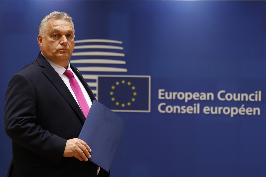 FILE - Hungary&#039;s Prime Minister Viktor Orban arrives for a round table meeting at an EU summit in Brussels, on Oct. 26, 2023. Hungary&#039;s prime minister said Friday, Nov. 10, 2023, he does not ...